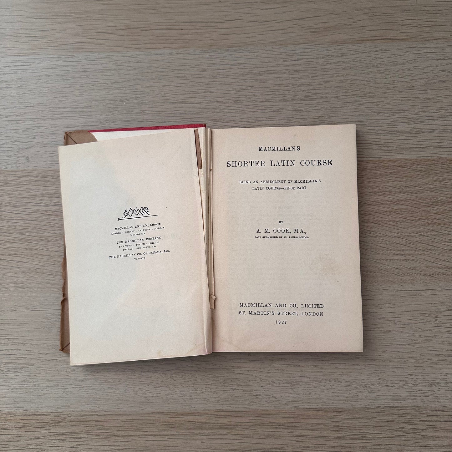 Macmillans Shorter Latin Course: First Part | 1927 | A.M Cook