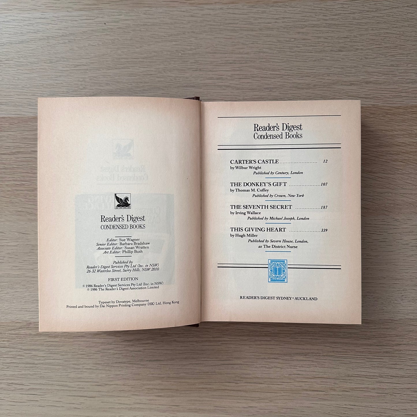 Readers Digest Condensed Books | 1986 | Hardcover | Geraldine Harris, Beryl McEwan, Irving Wallace, Liz Gilmore