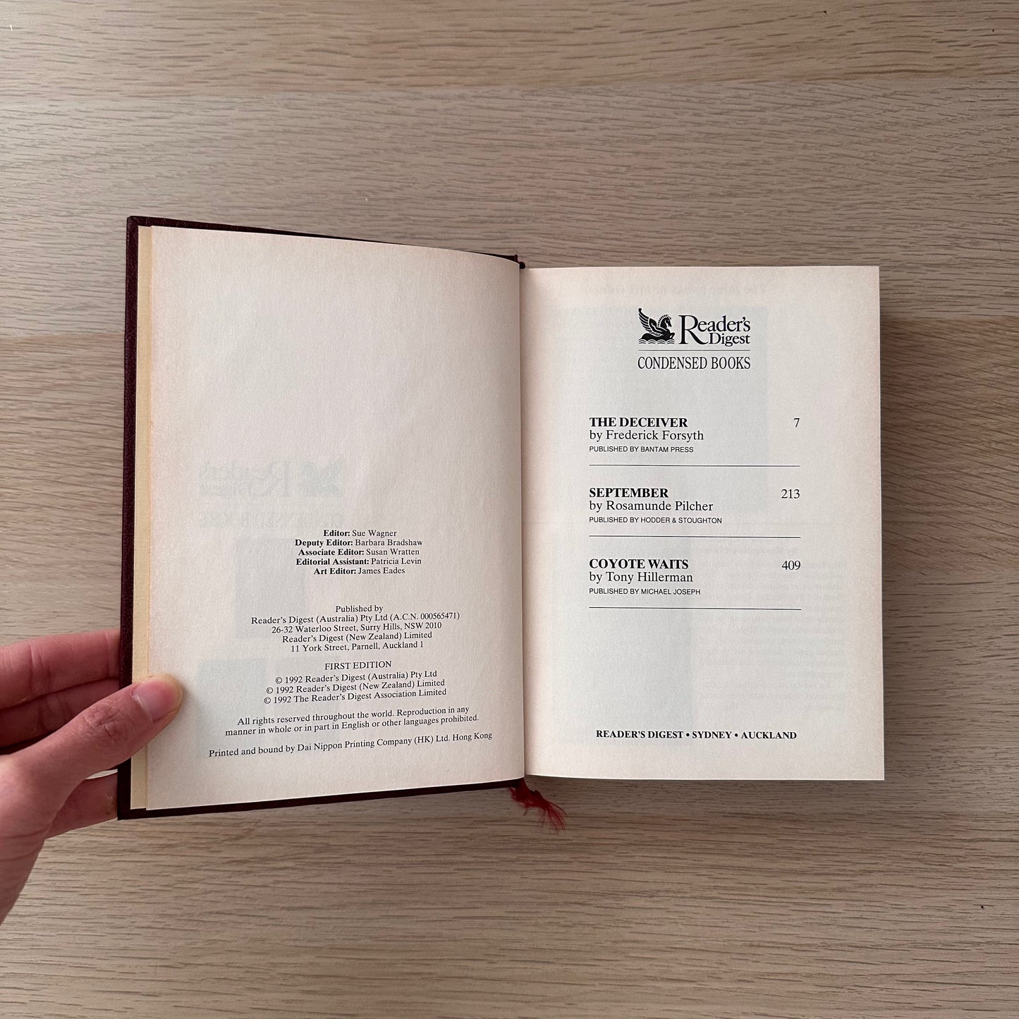 Readers Digest Condensed Book | 1992 | Hardcover | Frederick Forsyth, Rosamunde Pilcher, Tony Hillerman