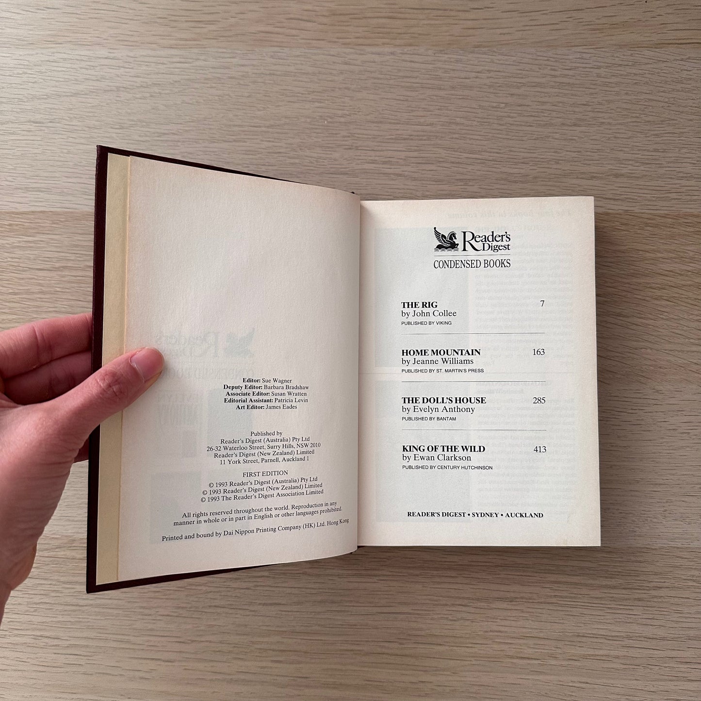 Readers Digest Condensed Book | 1993 | Hardcover | John McEvoy, Jeanne Williams, Tania Carver, James Aldridge