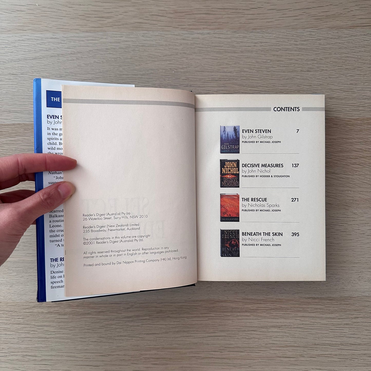Readers Digest | Select Editions | 2001 | John Gilstrap | John Nichol | Nicholas Sparks | Nicci French
