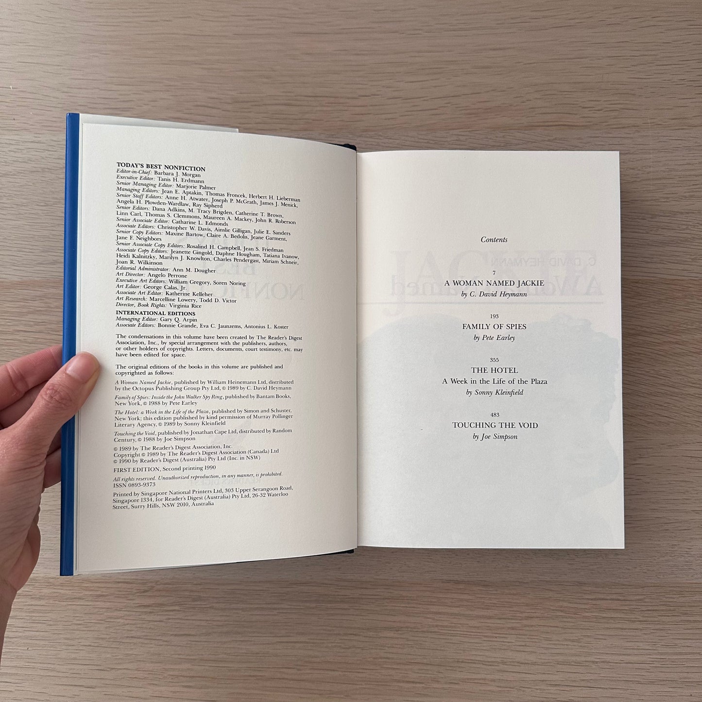 Readers Digest | Today's Best NonFiction | 1990 | C. David Heymann | Pete Earley | Sonny Kleinfield | Joe Simpson