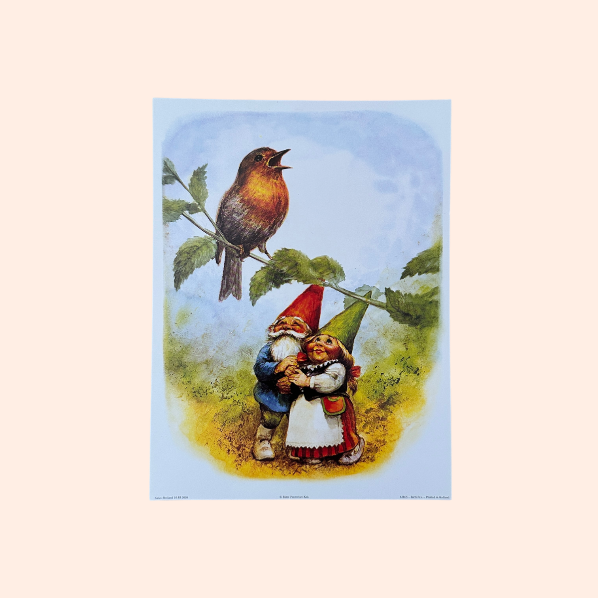 Rien Poortvliet #1 | Gnomes & Bird | 1980s | Art Print