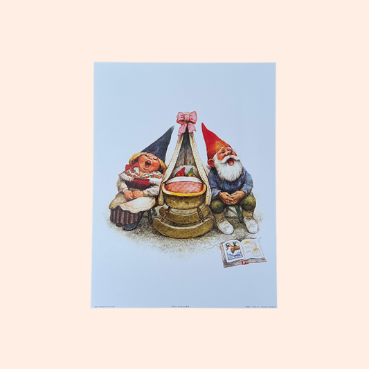 Rien Poortvliet #4 | Gnomes & Children in Crandle | 1980s | Art Print
