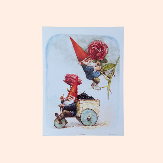 Rien Poortvliet #7 | Gnomes & Roses  | 1980s | Art Print