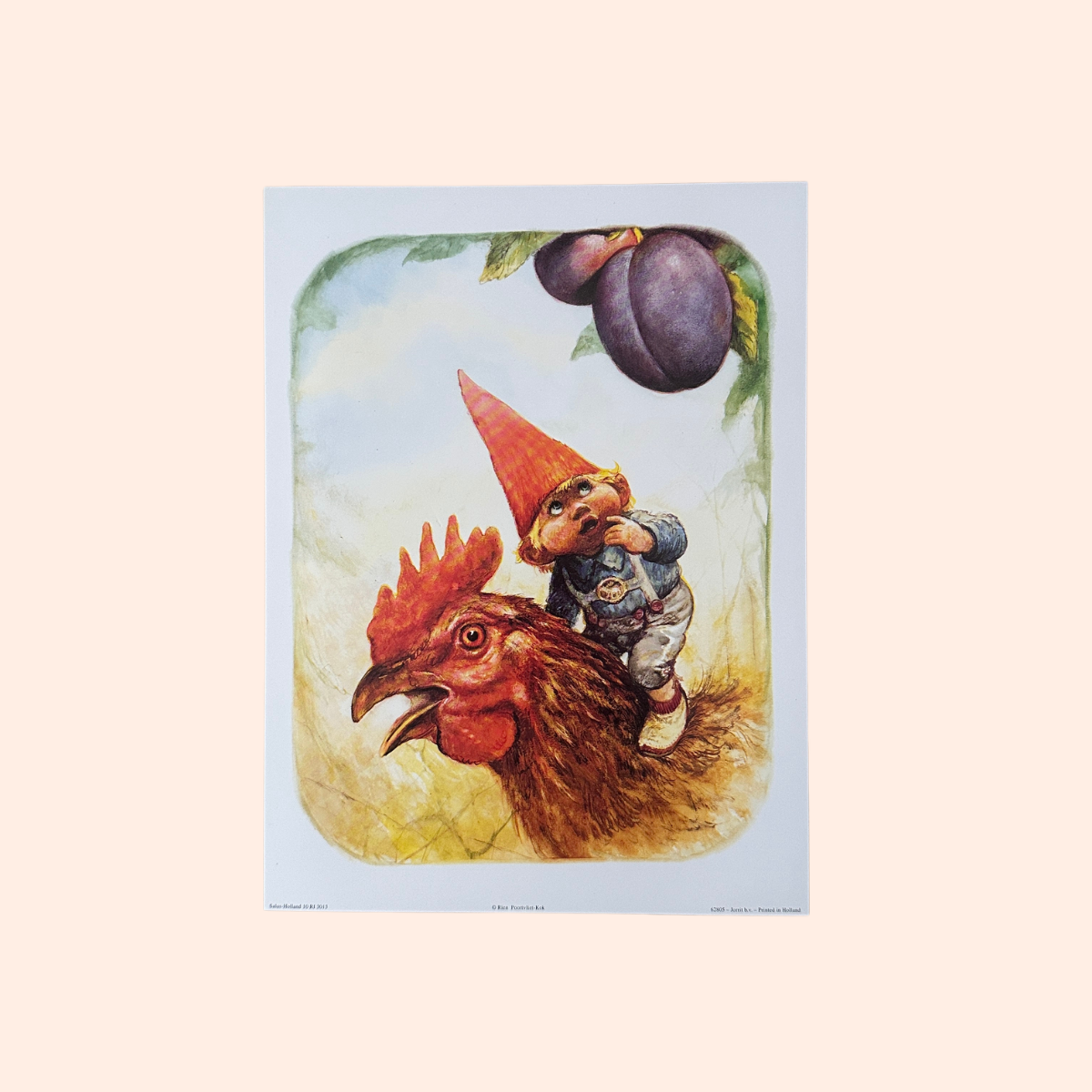 Rien Poortvliet #6 | Little Gnome & Chicken | 1980s | Art Print