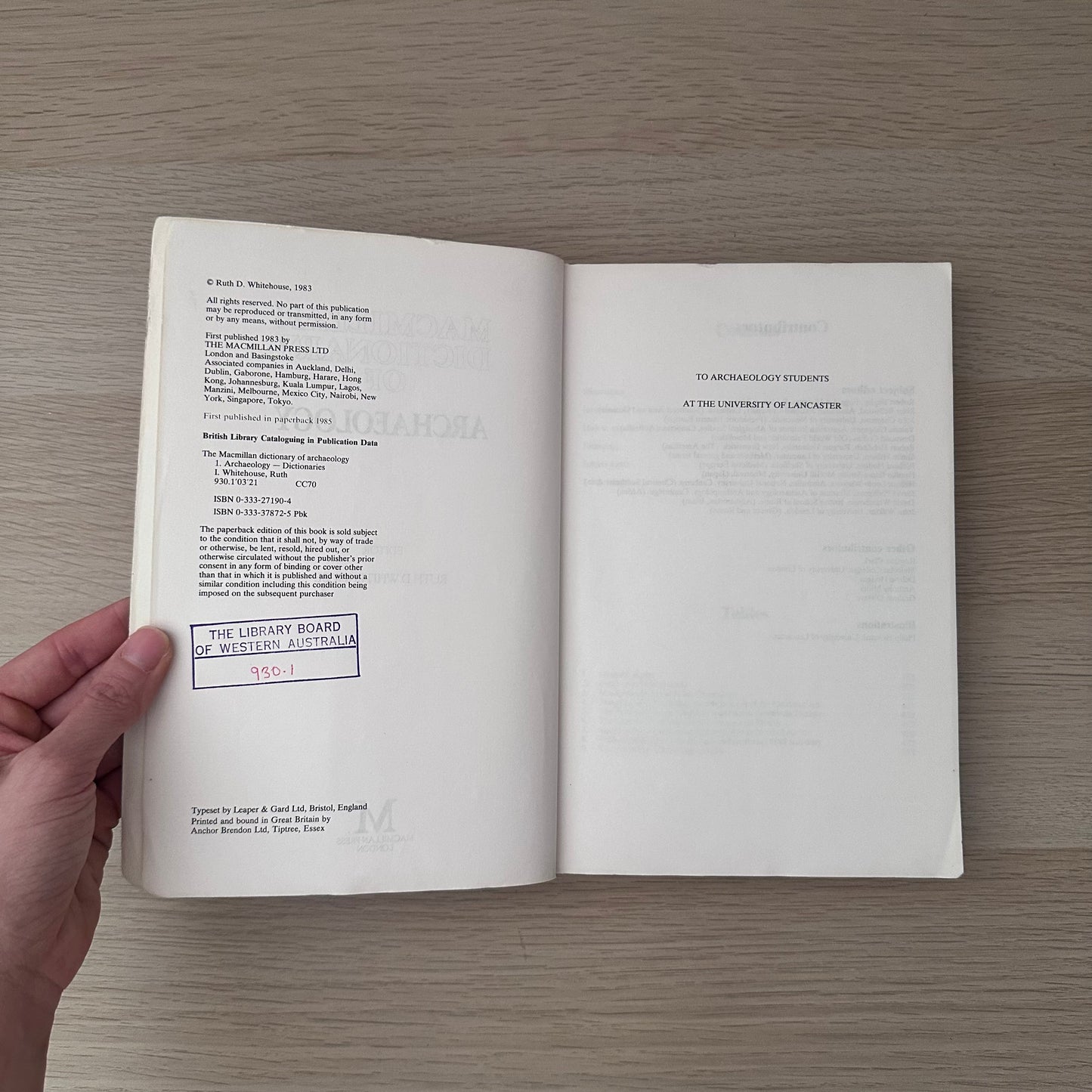 Macmillan Dictionary of Archaeology | Ex-Library