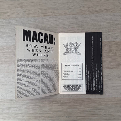 Guide to Macau | Vintage Tourist Travel Brochure Pamphlet | 1973