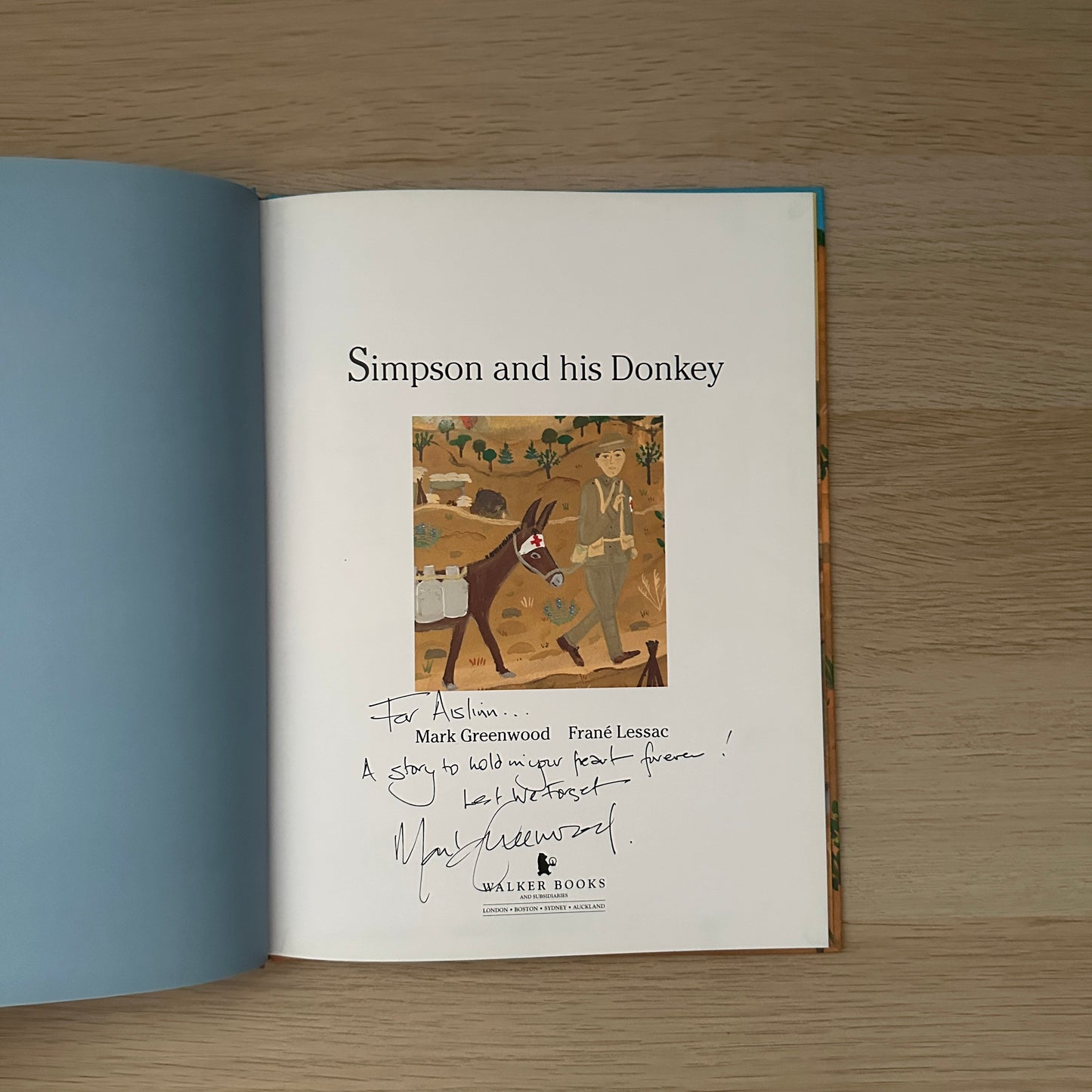 Simpson and His Donkey | 2008 | Hardcover | Signed Copy | Mark Greenwood & Frane Lessac