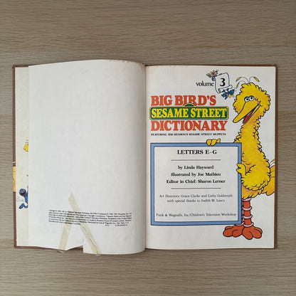 Big Bird's Sesame Street Dictionary, Volume 3: E through G | 1981 | Linda Hayward | Funk & Wagnalls