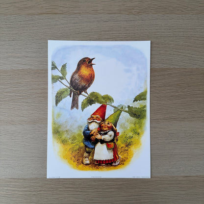 Rien Poortvliet #1 | Gnomes & Bird | 1980s | Art Print