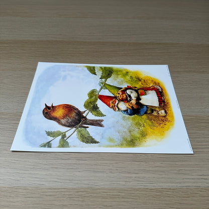 Rien Poortvliet #1 | Gnomes & Bird | 1980s | Art Print