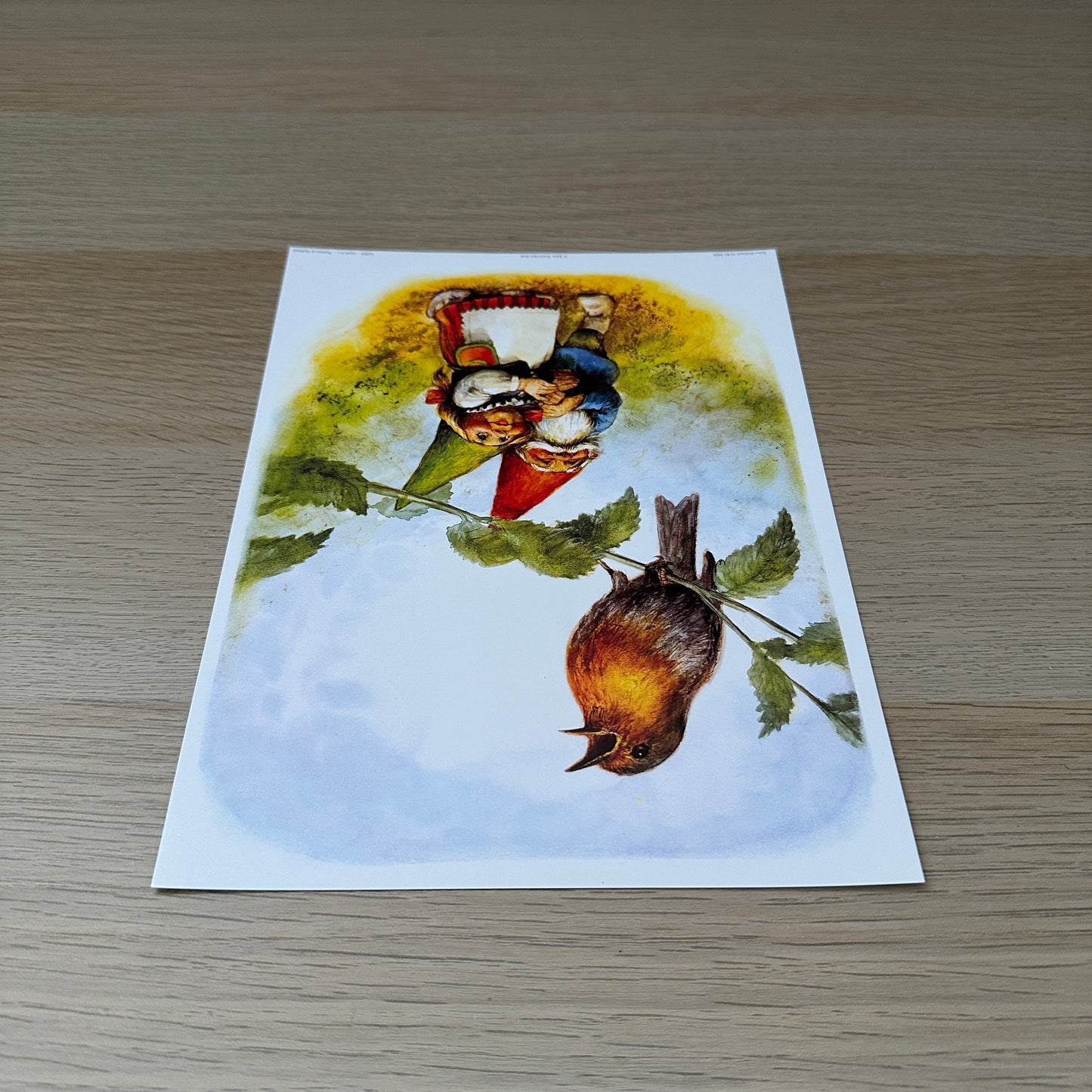 Rien Poortvliet #1 | Gnomes & Bird | 1980s | Art Print