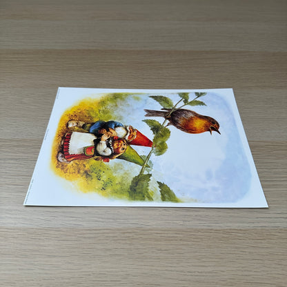Rien Poortvliet #1 | Gnomes & Bird | 1980s | Art Print