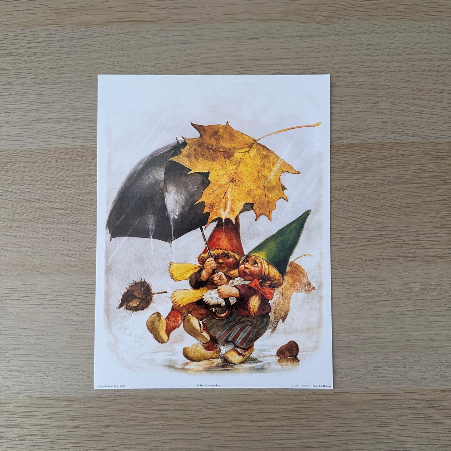 Rien Poortvliet #3 | Gnomes with Umbrella | 1980s | Art Print