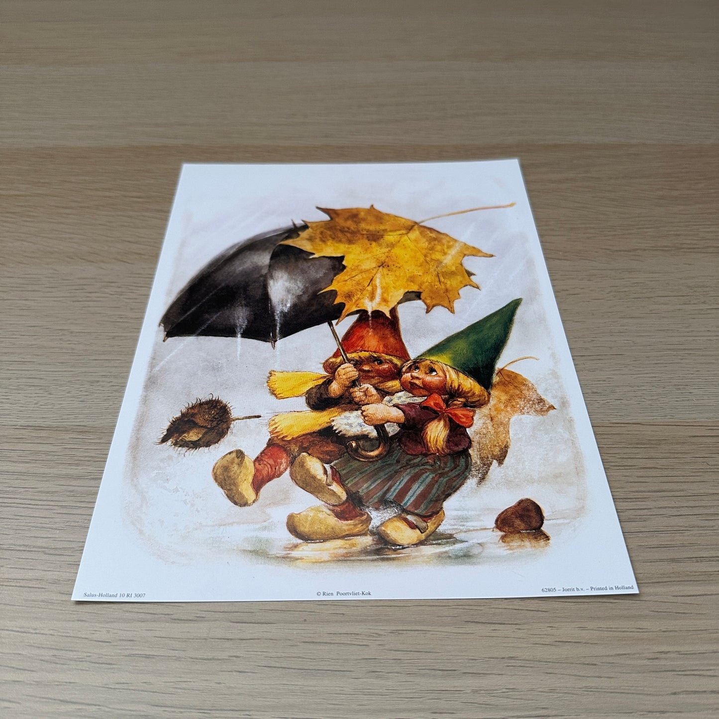 Rien Poortvliet #3 | Gnomes with Umbrella | 1980s | Art Print