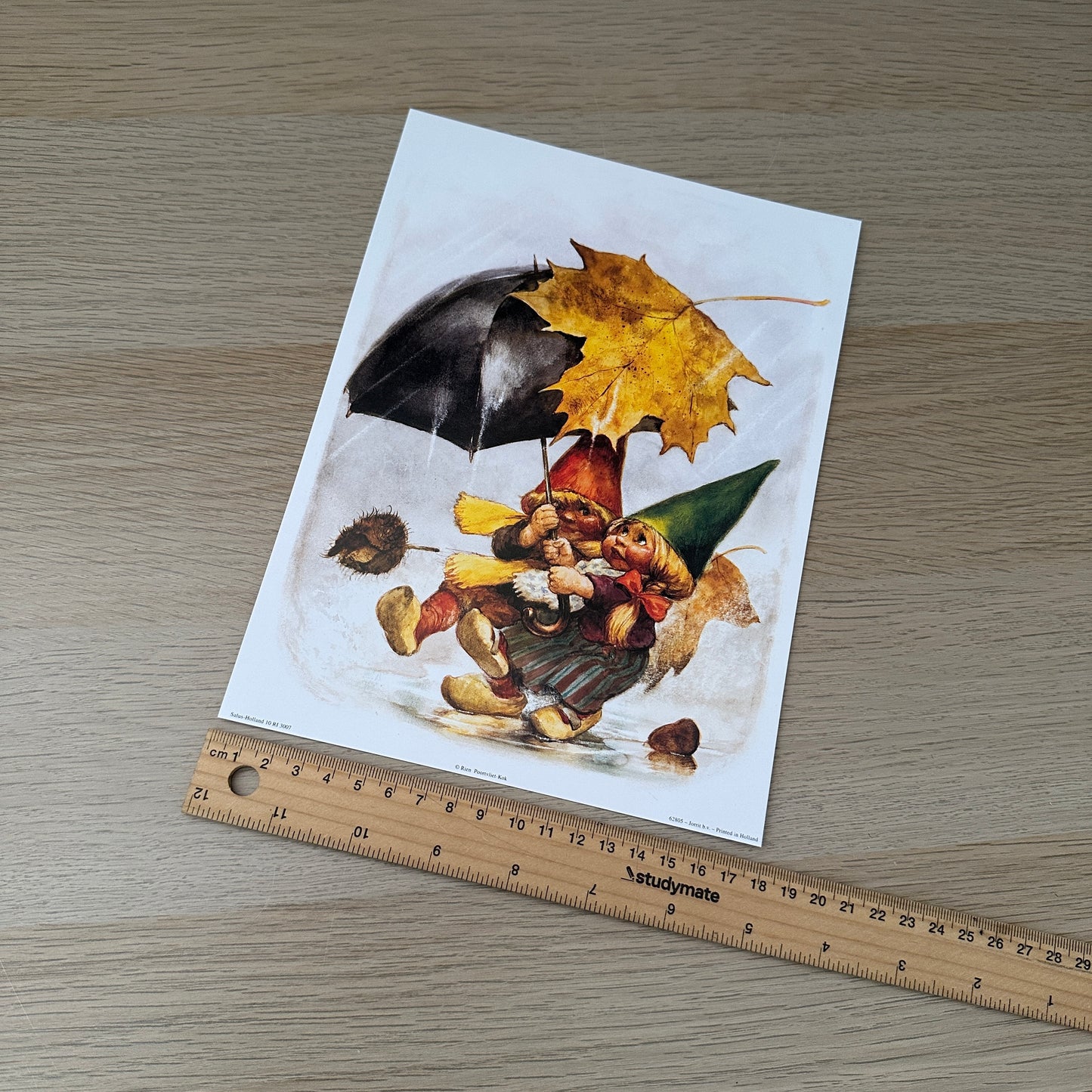 Rien Poortvliet #3 | Gnomes with Umbrella | 1980s | Art Print