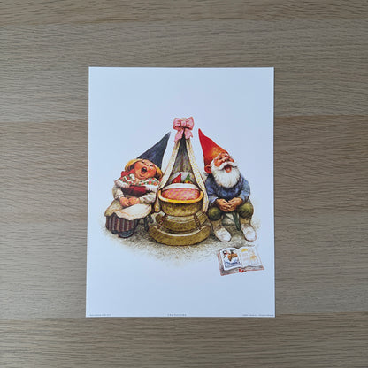 Rien Poortvliet #4 | Gnomes & Children in Crandle | 1980s | Art Print