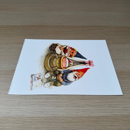 Rien Poortvliet #4 | Gnomes & Children in Crandle | 1980s | Art Print