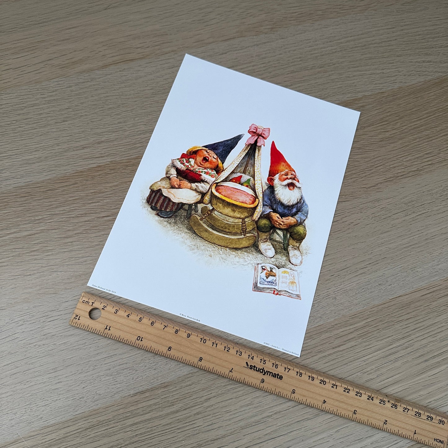 Rien Poortvliet #4 | Gnomes & Children in Crandle | 1980s | Art Print