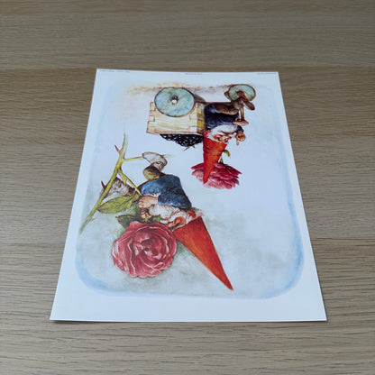 Rien Poortvliet #7 | Gnomes & Roses  | 1980s | Art Print