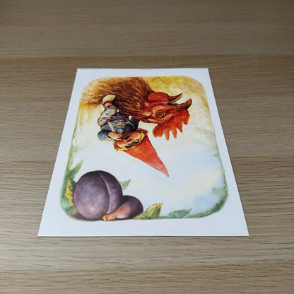 Rien Poortvliet #6 | Little Gnome & Chicken | 1980s | Art Print