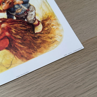 Rien Poortvliet #6 | Little Gnome & Chicken | 1980s | Art Print