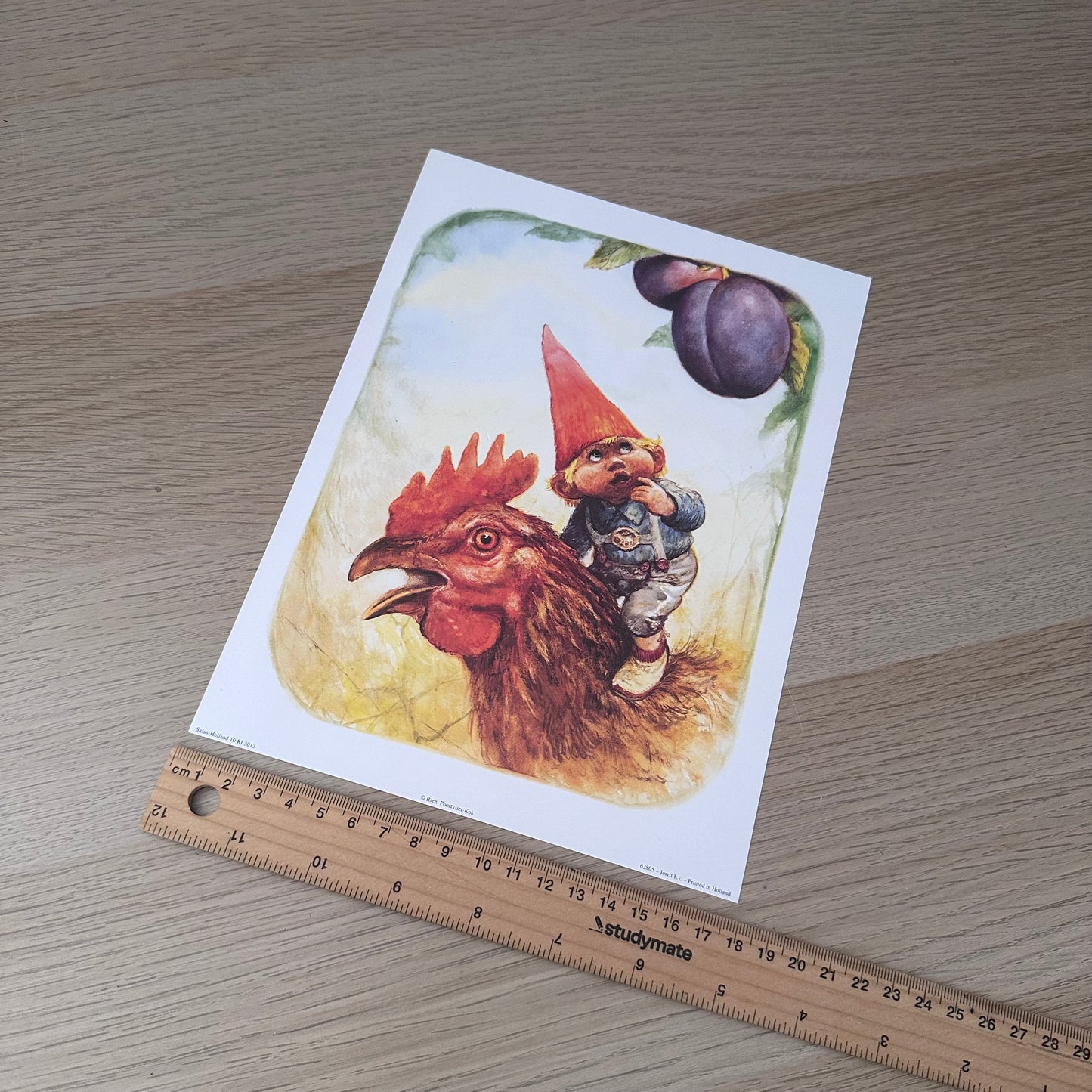 Rien Poortvliet #6 | Little Gnome & Chicken | 1980s | Art Print