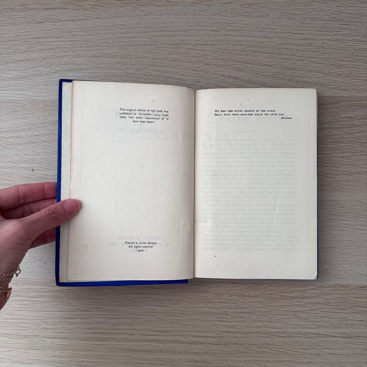Antic Hay | 1926 | Chatto & Windus | Aldous Huxley