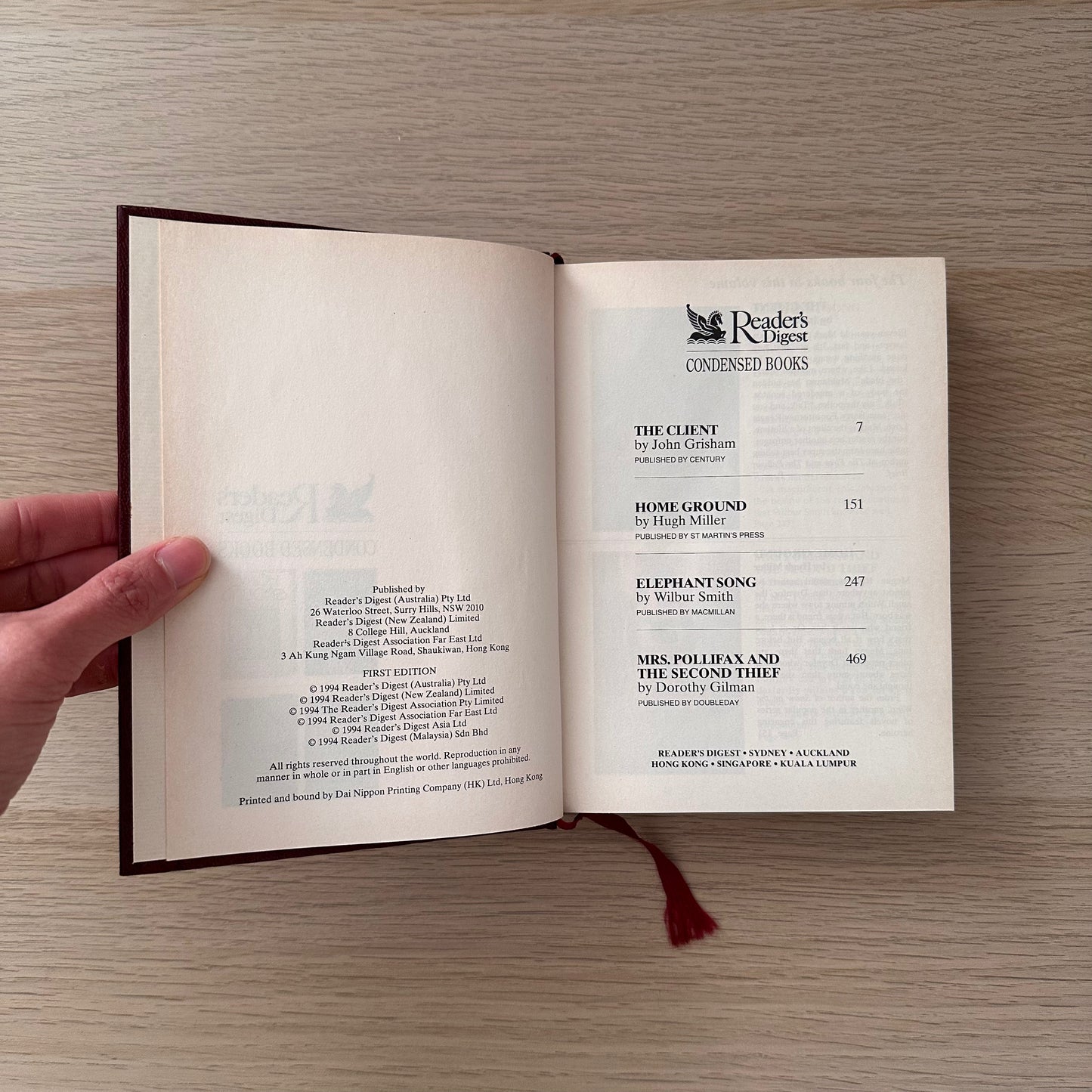 Readers Digest Condensed Book | 1994 | Hardcover | John Grisham, Lynn Freed, Wilbur Smith, Dorothy Gilman